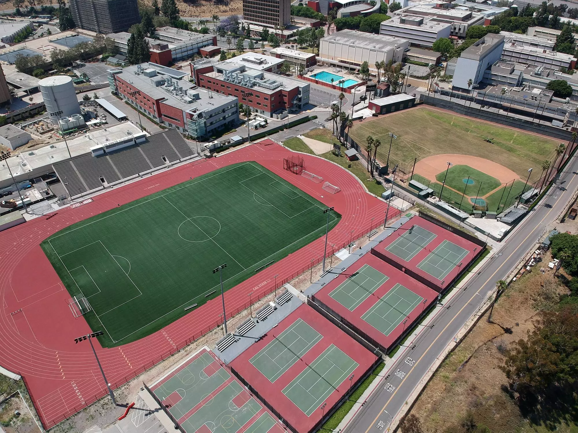 Jesse Owens Stadium at Cal State LA on matchday